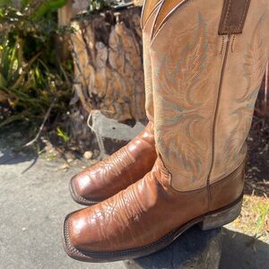 Justin Boots Tan and Brown Cowboy Boots